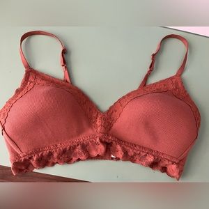 AERIE wireless bralette with lace and ribbed design